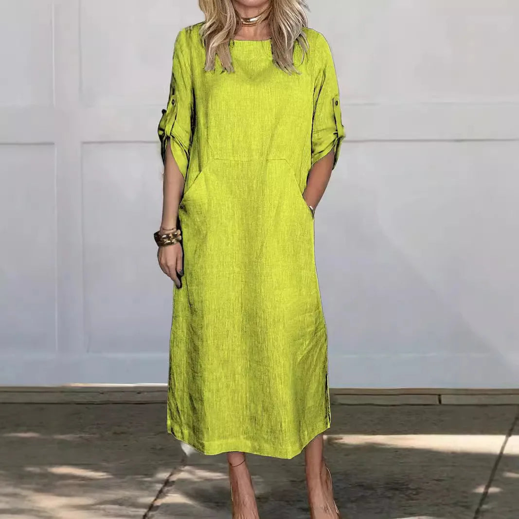 Vestido Feminino em Linho Puro, Leve e Elegante