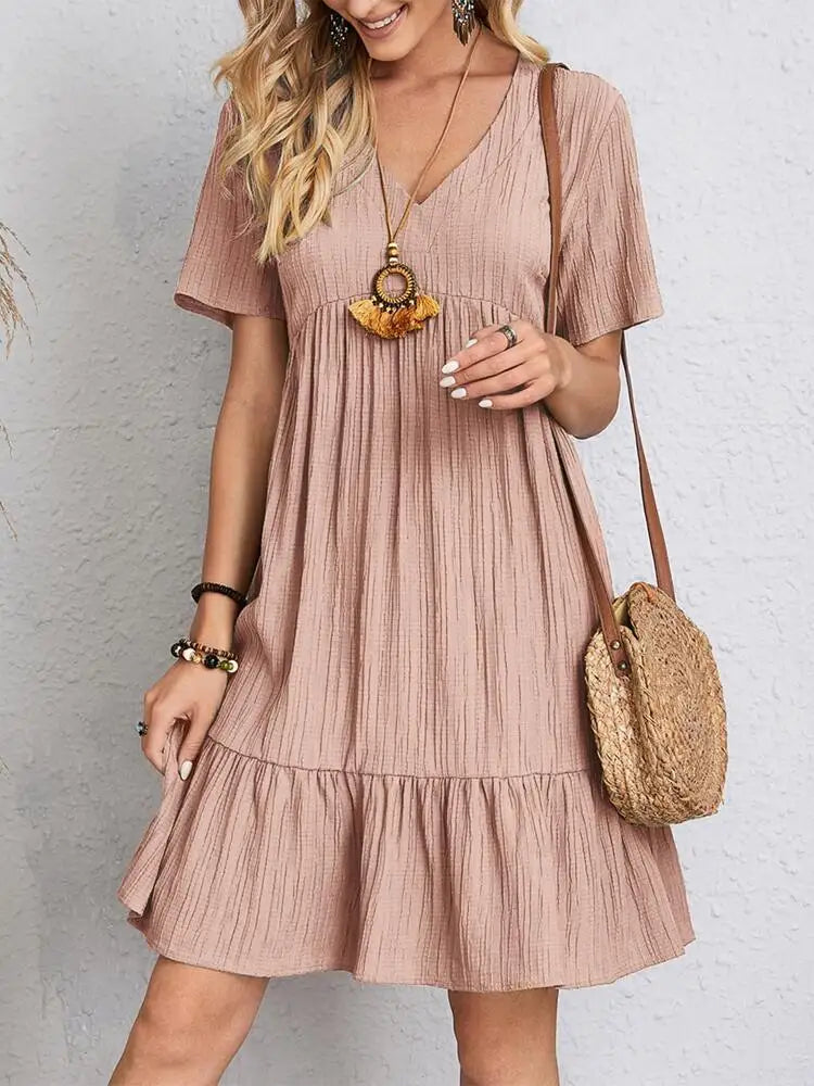 Vestido Feminino Midi com Manga Babado