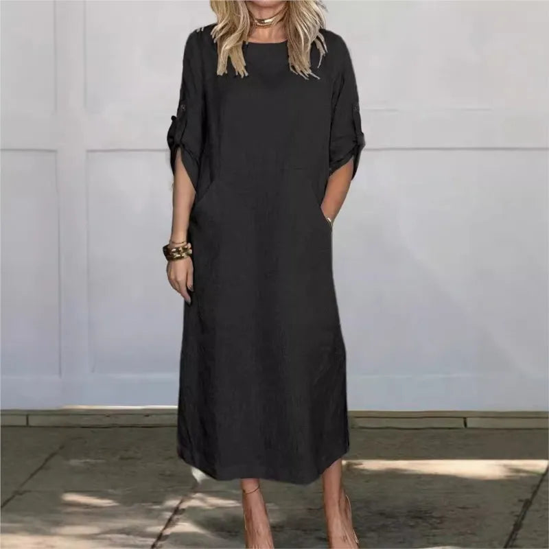 Vestido Feminino em Linho Puro, Leve e Elegante