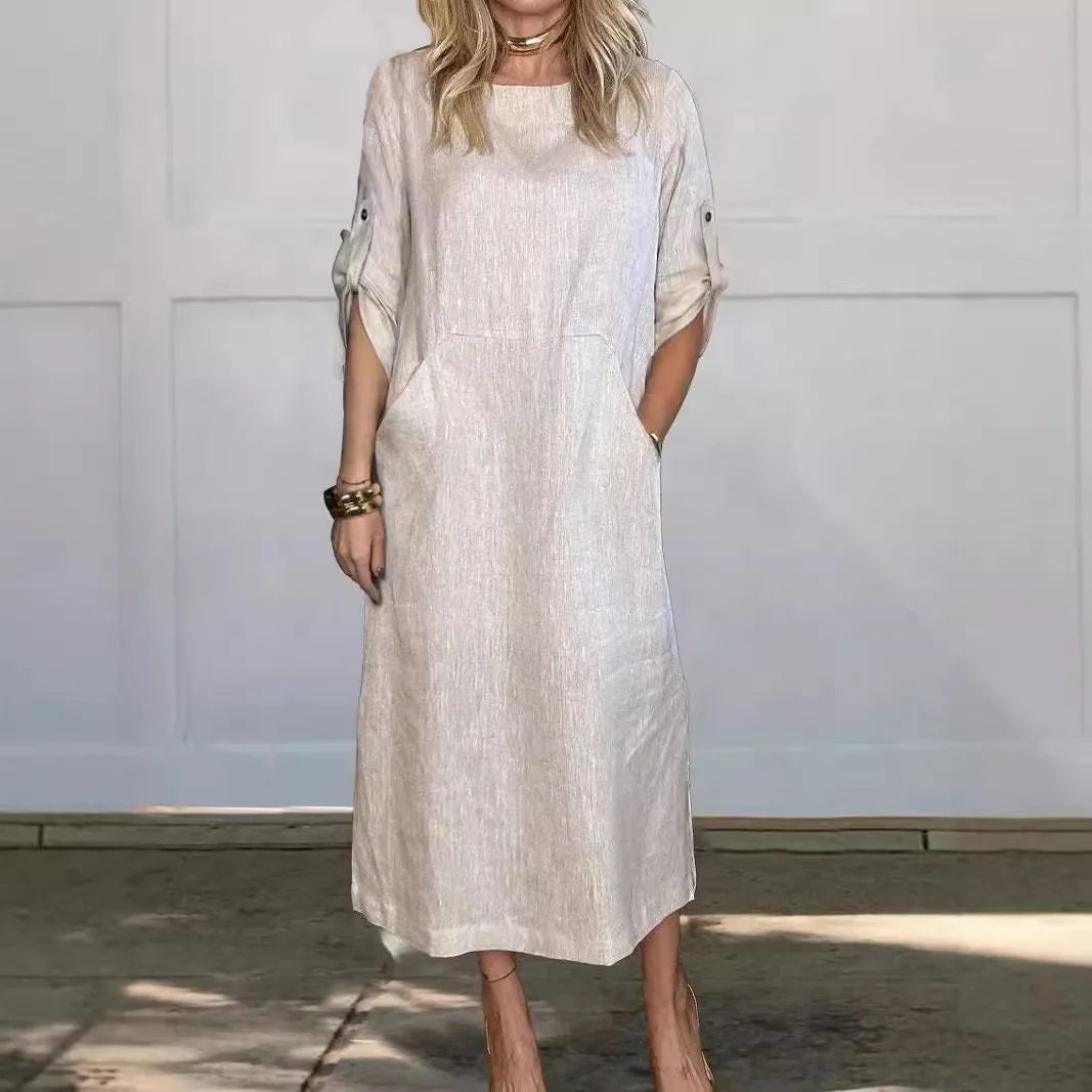 Vestido Feminino em Linho Puro, Leve e Elegante