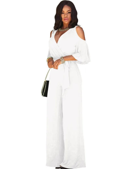 Macacão Feminino Pantalona com Decote V Transpassado