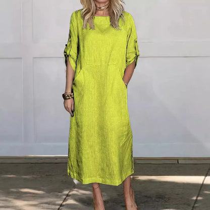 Vestido Feminino em Linho Puro, Leve e Elegante