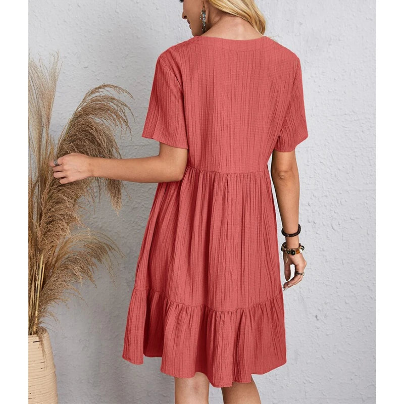 Vestido Feminino Midi com Manga Babado