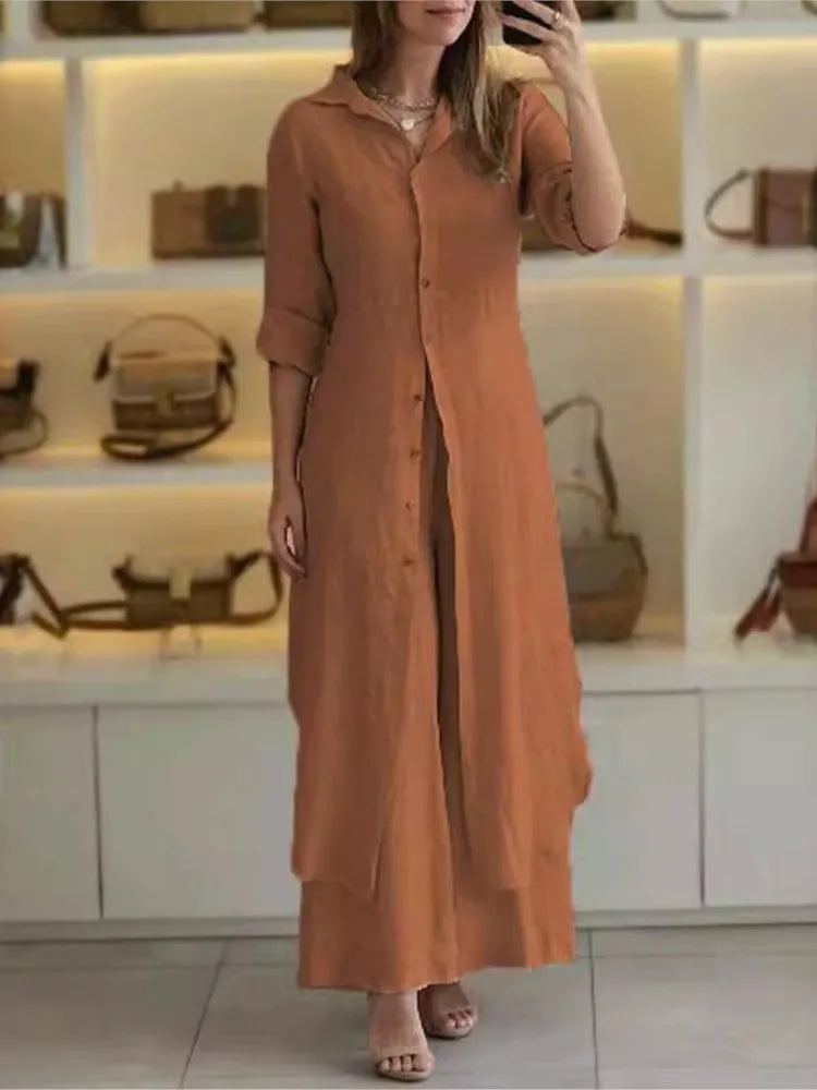 Conjunto Feminino Casual em Algodão e Linho