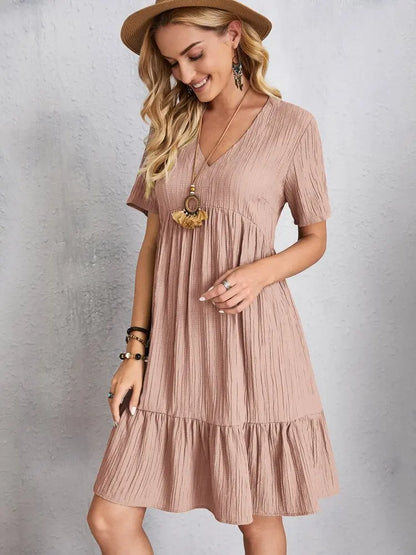 Vestido Feminino Midi com Manga Babado