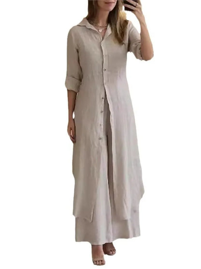 Conjunto Feminino Casual em Algodão e Linho