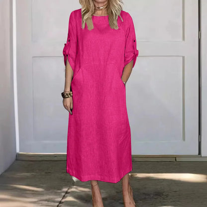 Vestido Feminino em Linho Puro, Leve e Elegante