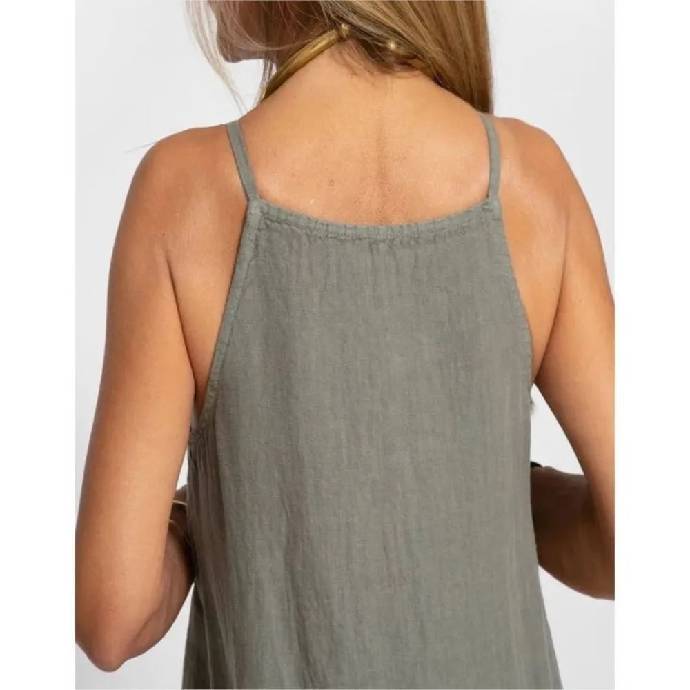 Vestido Longo Feminino de Linho com Alça Fina