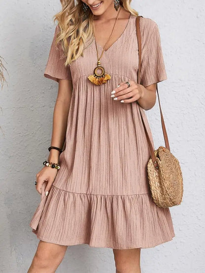 Vestido Feminino Midi com Manga Babado
