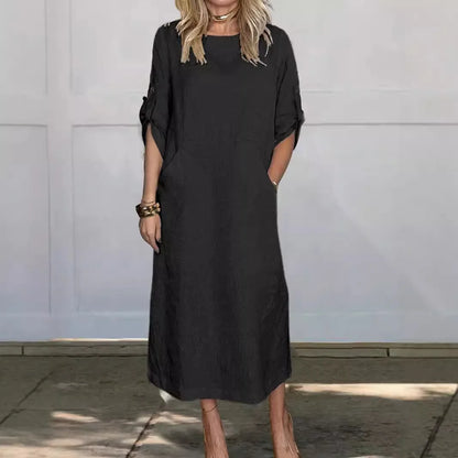 Vestido Feminino em Linho Puro, Leve e Elegante